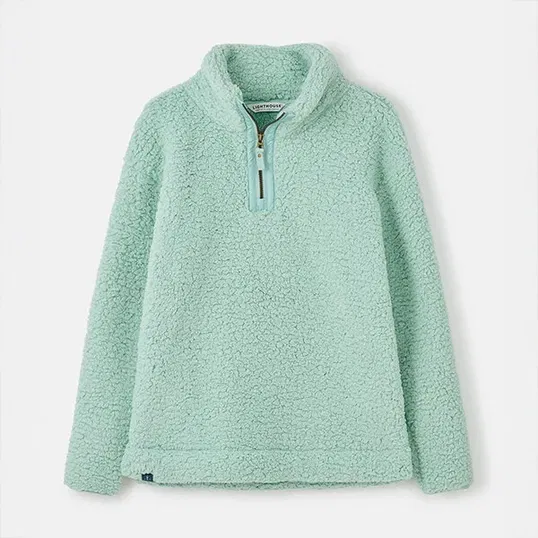 Lighthouse Bay Half Zip Sherpa Fleece Sweatshirt Soft Sage