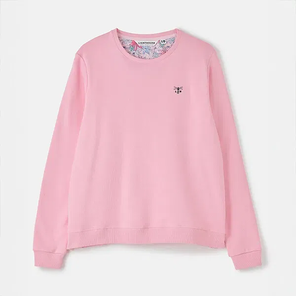 Lighthouse Seaside Crew Neck Jersey Top Dusky Pink