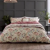 Morris & Co Artichoke Cover Set King Size Dove Grey & Wine