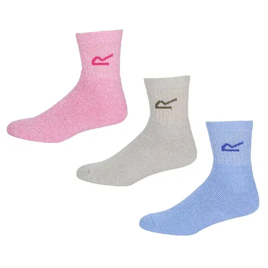 Regatta 3 Pack Sports Socks Blush Marl Size 4-8