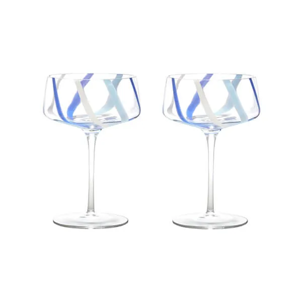 Anton Studio Designs Rio Azure Set Of 2 Champagne Saucers