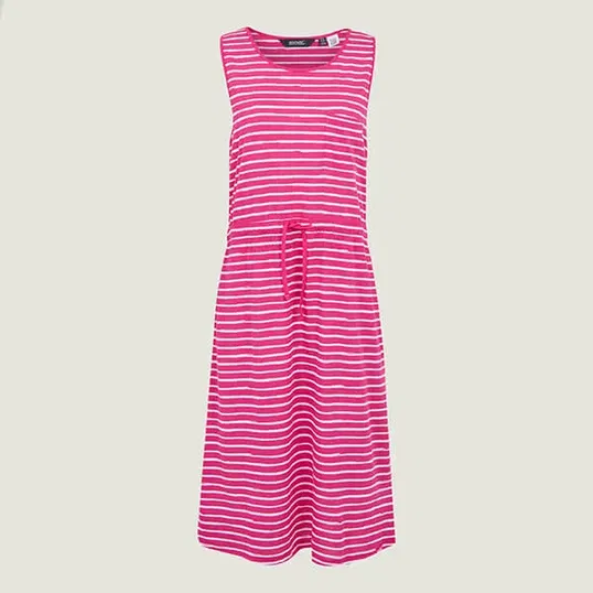 Regatta Ariena Casual Dress Pink Fusion White Painterly Stripe