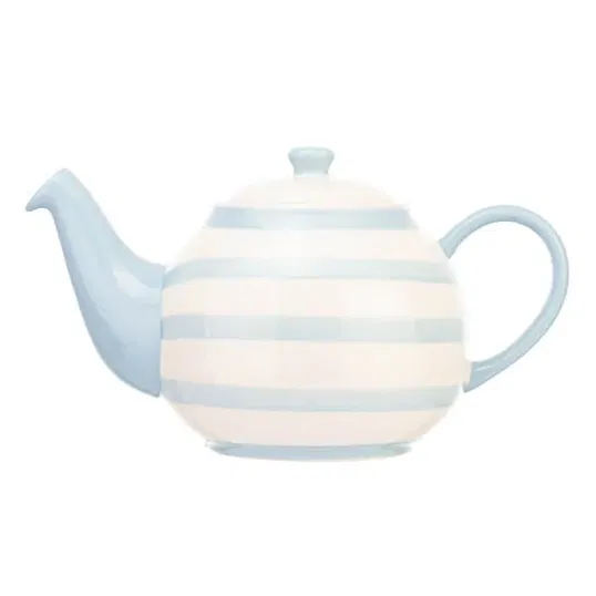 Siip Wide Horizontal Stripe Blue 6 Cup Teapot