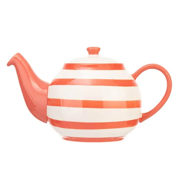 Siip Wide Horizontal Stripe Red 6 Cup Teapot