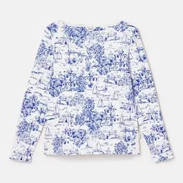 Joules Blue Toile Harbour Boat Neck Printed Top