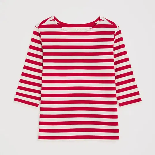 Seasalt 3/4 Sleeve Sailor Top Scallion Scarlet Breton