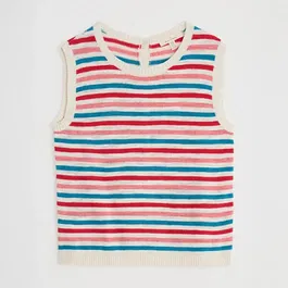 Seasalt Knavock Cotton-Linen Knitted Vest Mini Cornish Pink Sky Mix