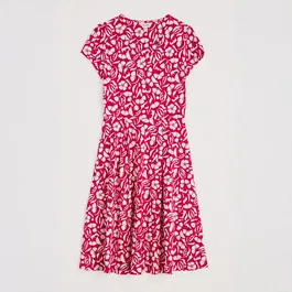 Seasalt Pier View Dress Collaged Floral Scarlet Chalk