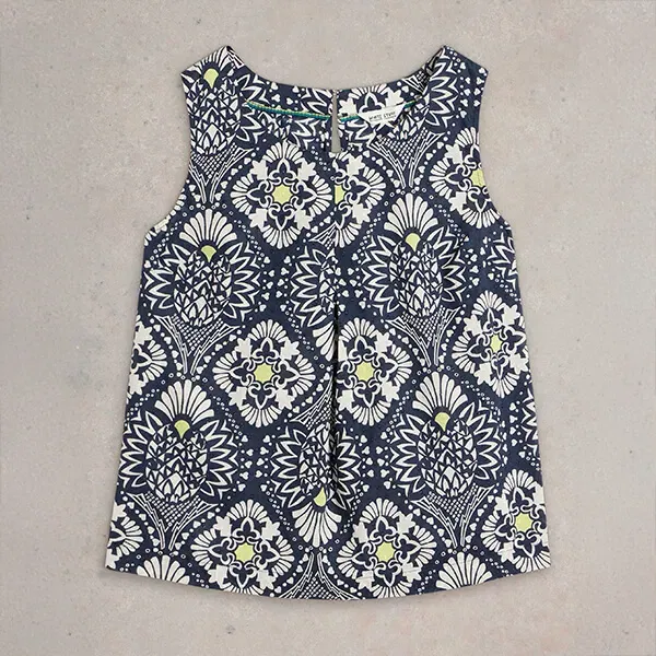 White Stuff Paradise Cotton Vest Navy Print