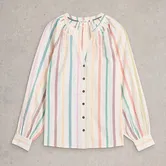 White Stuff Gilly Stripe Jaquard Top Natural Multi