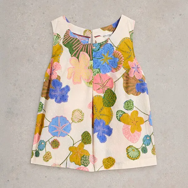 White Stuff Paradise Cotton Vest Ivory Multi