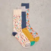 White Stuff Mens 3 Pack Feeling Hot Ankle Socks Natural Multi