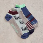 White Mens Stuff 3 Pack Fish Trainer Socks Grey Multi