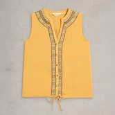 White Stuff Tulip Mic Sleeveless Shirt Mid Yellow