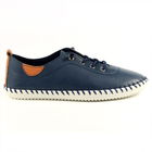 Lunar St Ives Navy Leather Plimsolls