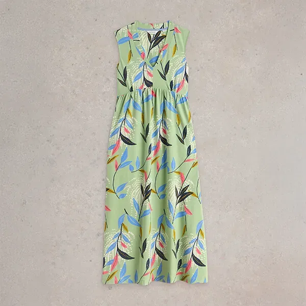 White Stuff Archer Jersey Maxi Dress Green Multi
