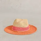 White Stuff Colour Block Fedora Hat Pink Multi