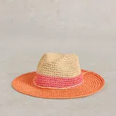 White Stuff Colour Block Fedora Hat Pink Multi