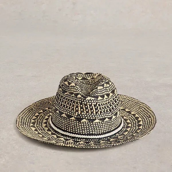 White Stuff Mosaic Fedora Hat Black Multi