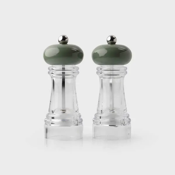 Taylor's Eye Witness Clear Acrylic & Sage 15cm Set Of 2 Salt & Pepper Mills