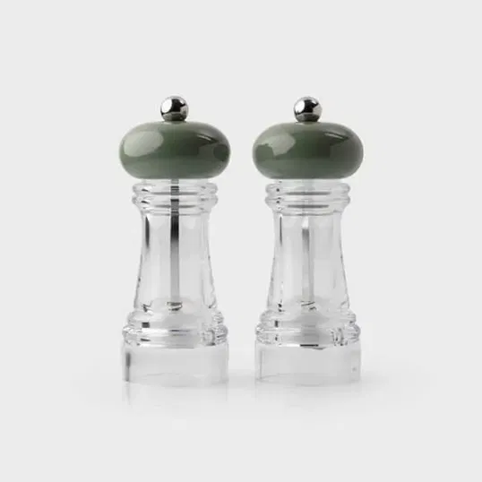 Taylor`s Eye Witness Clear Acrylic & Sage 15cm Set Of 2 Salt & Pepper Mills