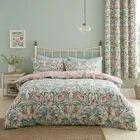 Catherine Lansfield Clarence Floral Duvet Set Natural Green