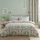 Catherine Lansfield Clarence Floral Duvet Set Natural Green