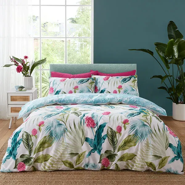 Catherine Lansfield Aruba Tropical Floral Duvet Set Green
