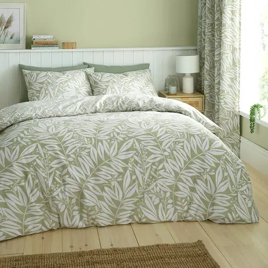Catherine Lansfield Sorrel Leaf Duvet Set Green
