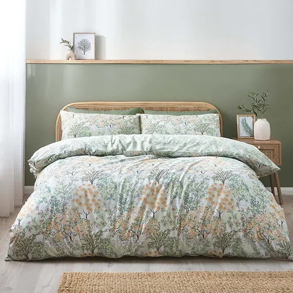 Catherine Lansfield Forest Blossom Duvet Set Green