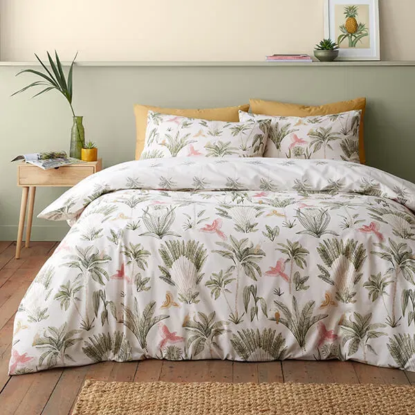 Catherine Lansfield Paradiso Palm Duvet Set Natural