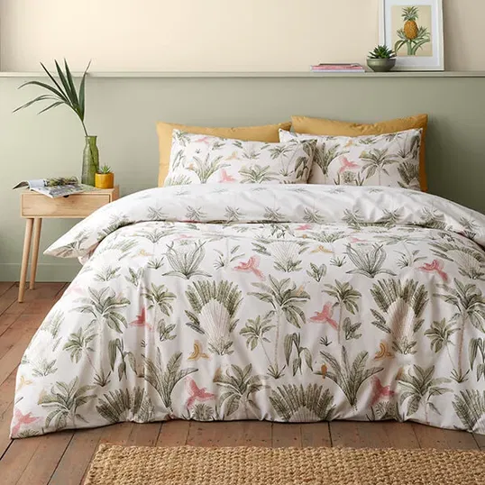 Catherine Lansfield Paradiso Palm Duvet Set Natural