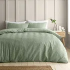 Catherine Lansfield Heatset Wave Duvet Set Mint Green