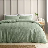 Catherine Lansfield Heatset Wave Duvet Set Mint Green