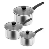 Kuhn Rikon Classic Plus 16cm / 18cm / 20cm 3 Piece Saucepan Set With Draining Lids