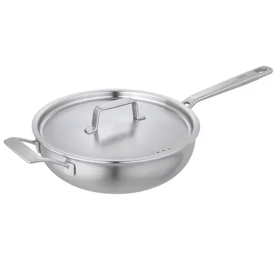 Kuhn Rikon Culinary Fiveply 24cm Uncoated Chef`s Pan With Lid