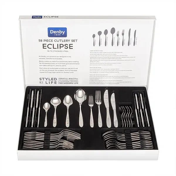 Denby Eclipse 58 Piece Cutlery Set In Gift Box