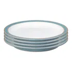 Denby Azure Set Of 4 Rimmed Dinner Plates