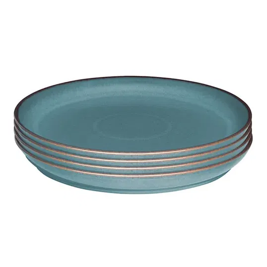 Denby Azure Set Of 4 Coupe Dinner Plates