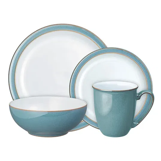 Denby Azure Rimmed 16 Piece Tableware Set