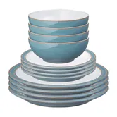 Denby Azure Rimmed 12 Piece Tableware Set