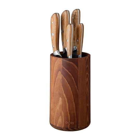 Denby Carbonised Ash Wood Knife Block Set