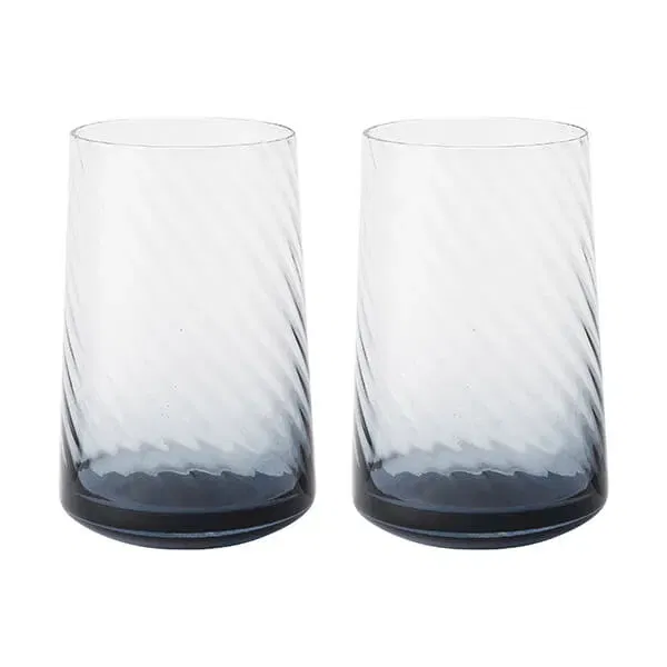 Denby Contemporary Fluted Blue Set Of 2 Large Tumblers