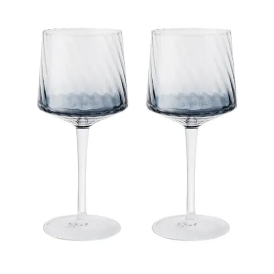 Denby Contemporary Fluted Blue Set Of 2 Gin Glasses