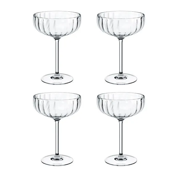 Villeroy & Boch Rose Garden Set Of 4 Coupe Sparkling Wine / Champagne Glasses