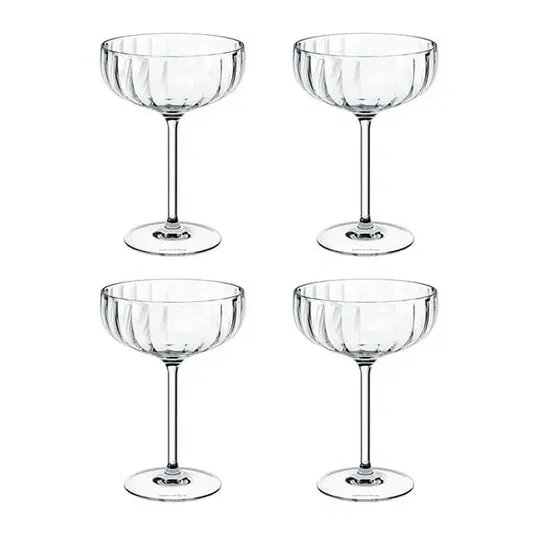 Villeroy & Boch Rose Garden Set Of 4 Coupe Sparkling Wine / Champagne Glasses