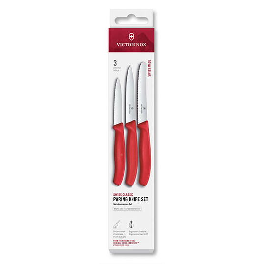 Victorinox Swiss Classic Red 3 Piece Paring Knife Box Set