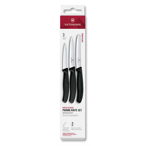 Victorinox Swiss Classic Black 3 Piece Paring Knife Box Set