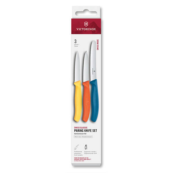 Victorinox Swiss Classic Yellow/Orange/Blue 3 Piece Paring Knife Box Set