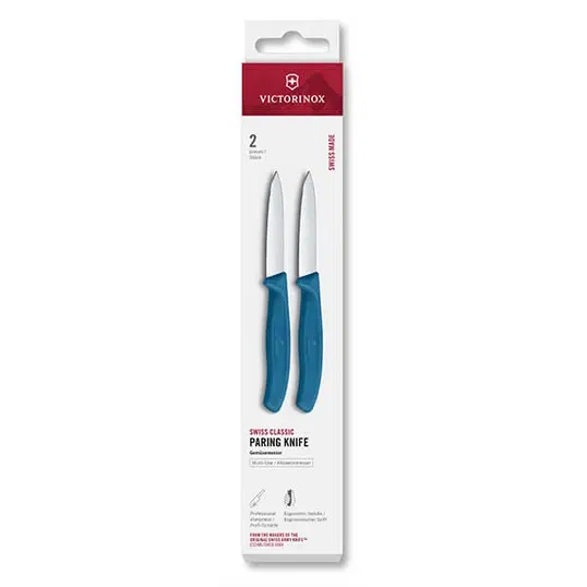 Victorinox Swiss Classic Blue 8cm Straight 2 Piece Pointed Tip Paring Knife Box Set